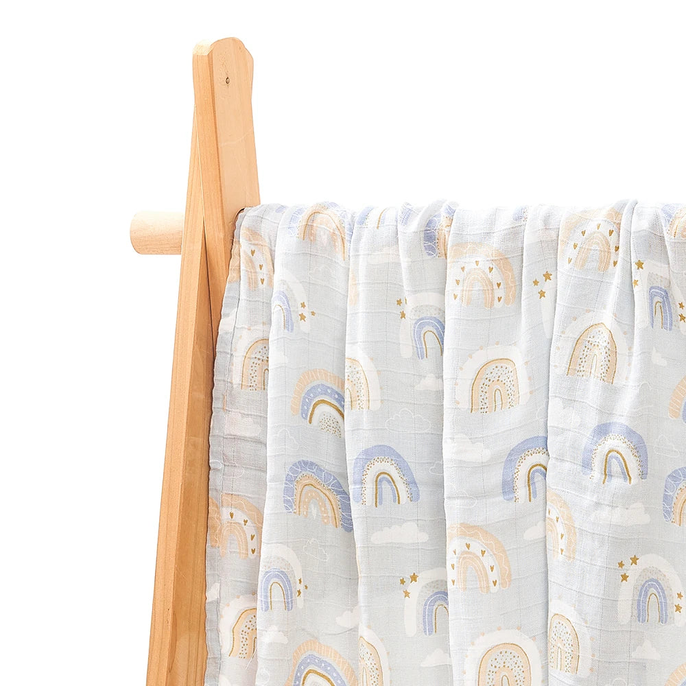 Couverture d’Emmaillotage Bébé en Mousseline Bambou et Coton