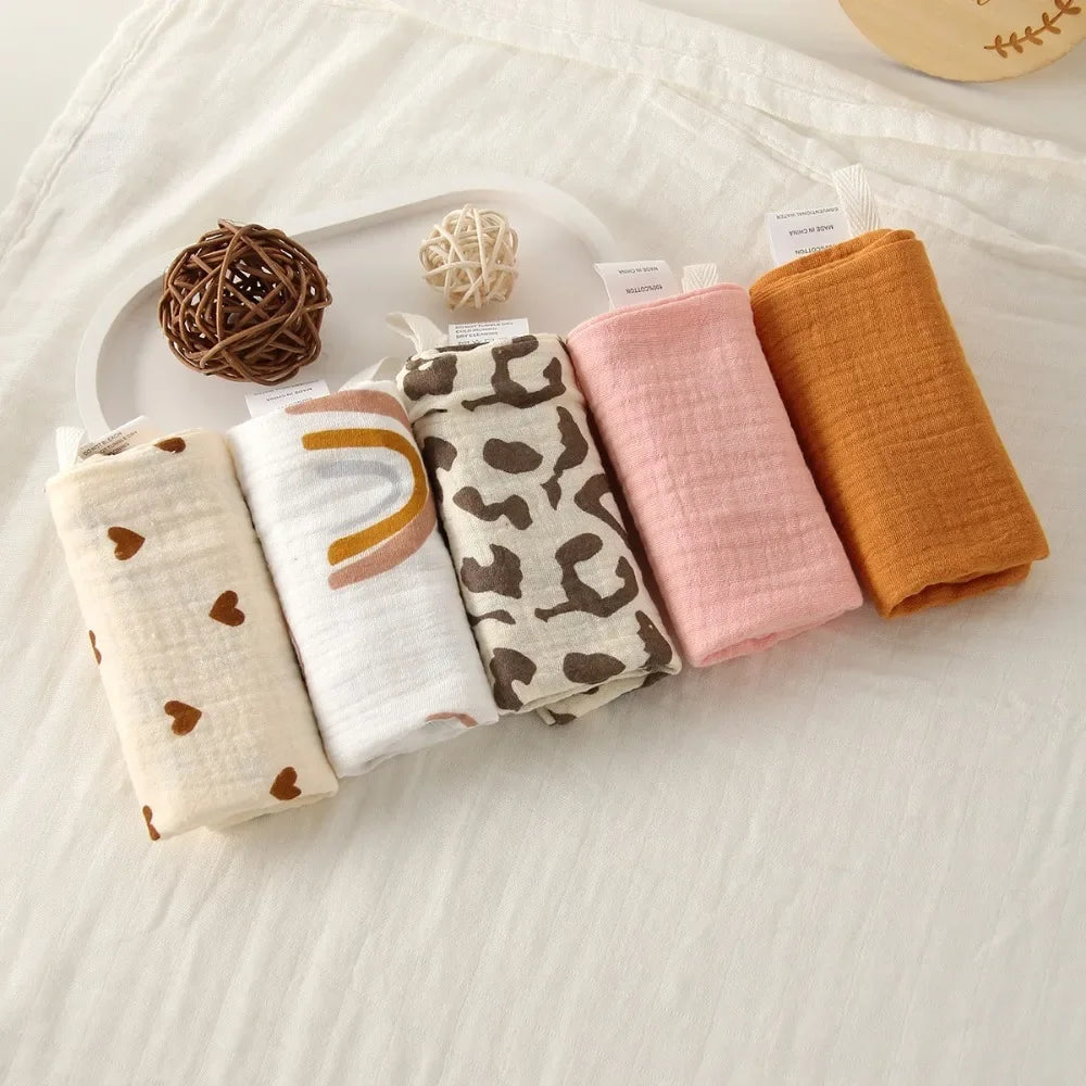 Linges de Toilette Bébé en Gaze de Coton — Lot de 3 ou 5