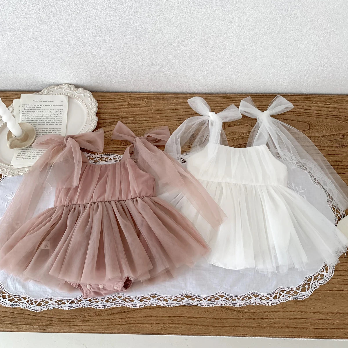 Robe Body Bébé en Tulle à Nœuds