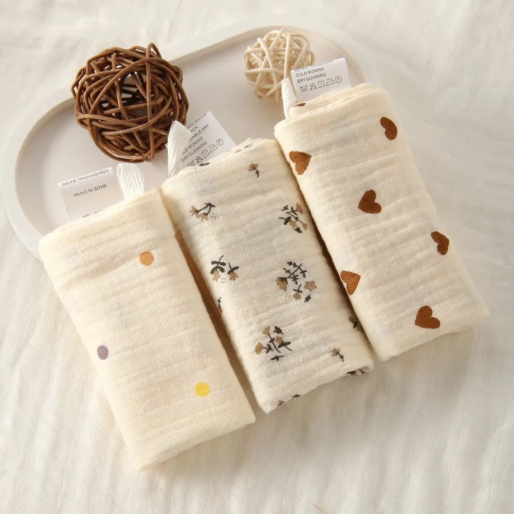 Linges de Toilette Bébé en Gaze de Coton — Lot de 3 ou 5