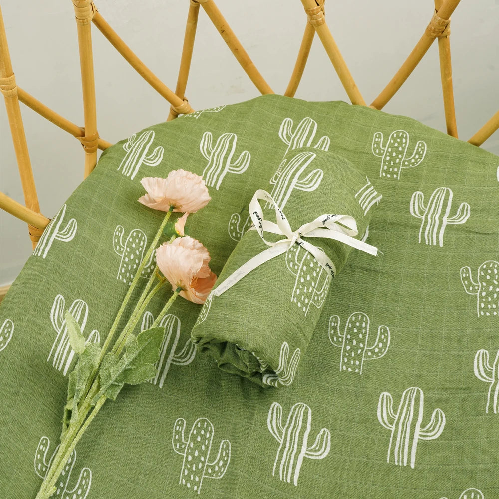 Couverture d’Emmaillotage Bébé en Mousseline Bambou et Coton