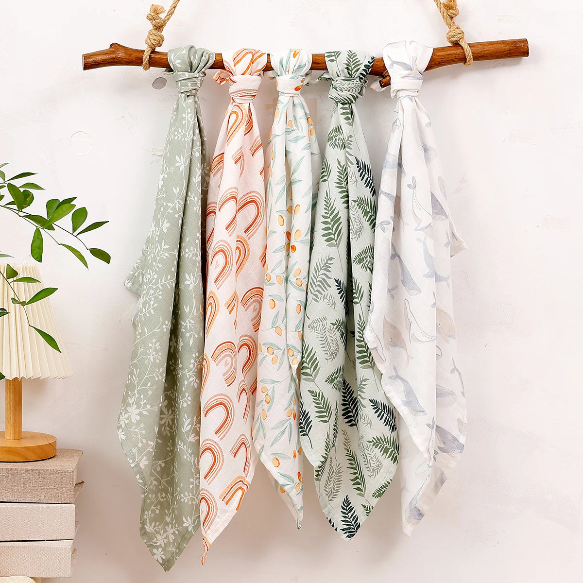 Langes Bébé en Mousseline Coton et Bambou – Lot de 5