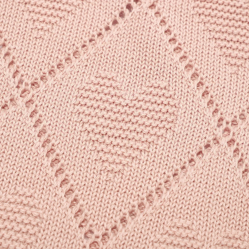 Couverture Bébé en Maille de Coton à Cœurs
