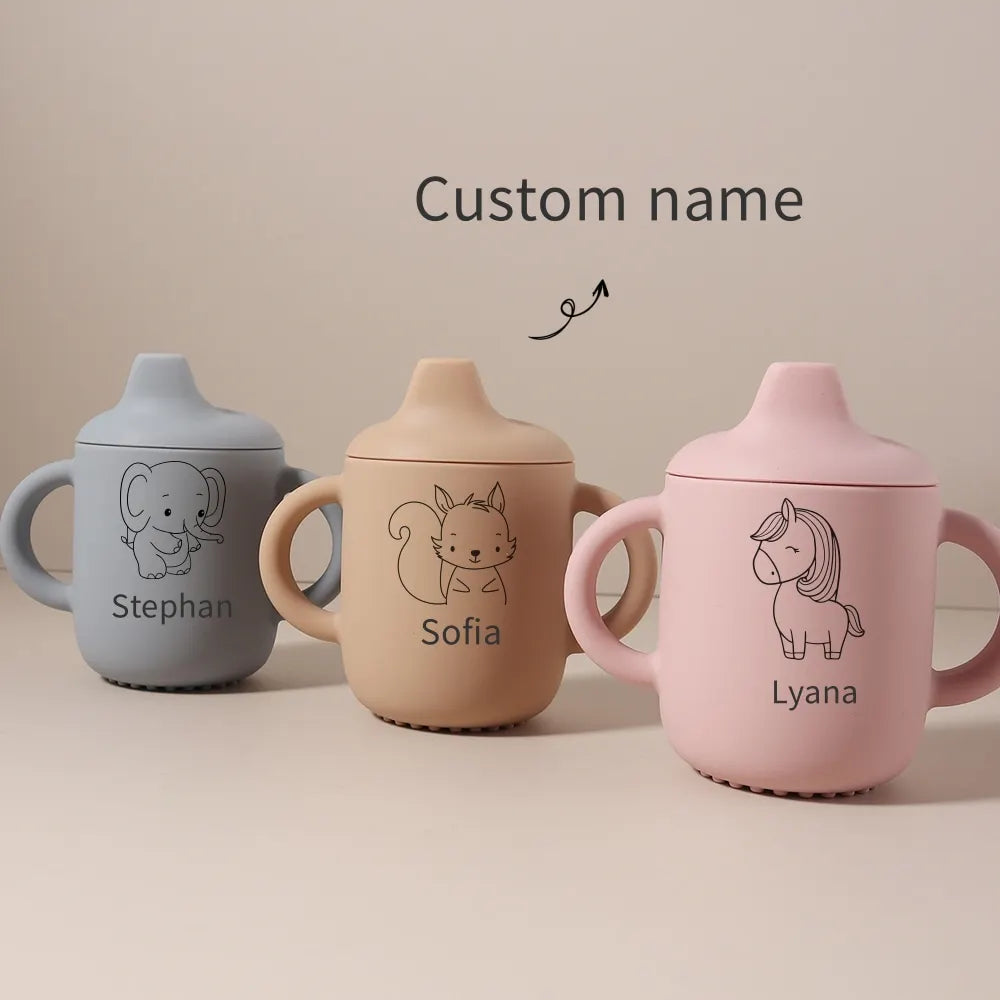 Tasse d’Apprentissage Bébé Personnalisée en Silicone – 180 ml