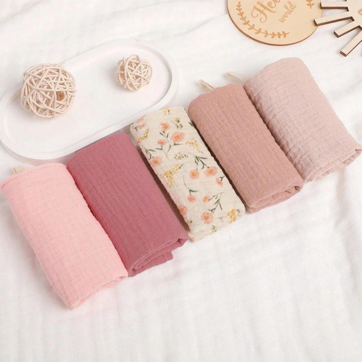 Linges Bébé en Gaze 4 Épaisseurs – Lot de 5