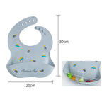 Bavoir Bébé en Silicone à Motifs Ludiques avec Poche