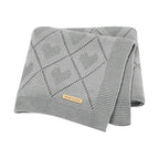 Couverture Bébé en Maille de Coton à Cœurs