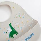 Bavoir Bébé en Silicone Souple à Motifs avec Poche