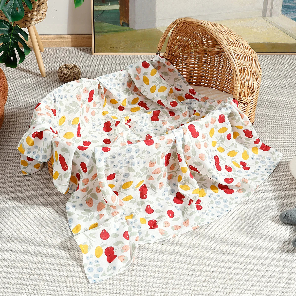 Couverture d’Emmaillotage Bébé en Mousseline Bambou et Coton