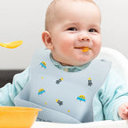 Bavoir Bébé en Silicone à Motifs Ludiques avec Poche