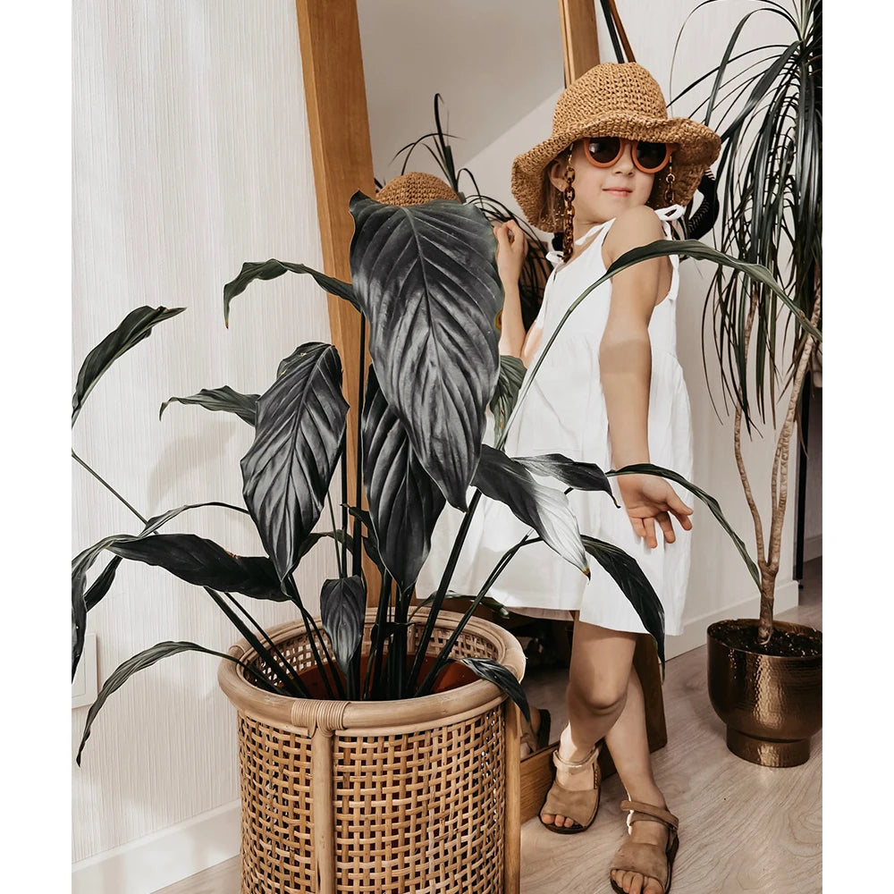 Robe Fille en Coton à Bretelles Nouées et Poches