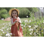 Robe Fille en Coton à Bretelles Nouées et Poches