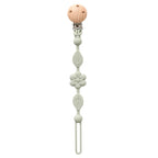 Attache-tétine fleur vert sauge en silicone et clip en bois