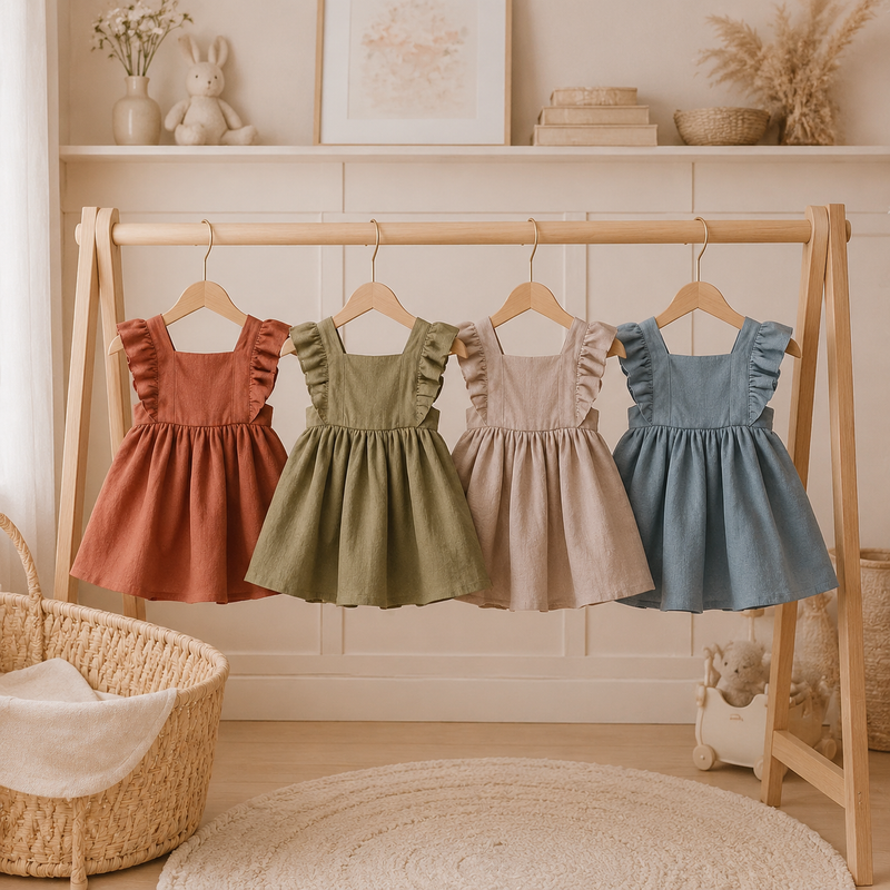 Robes bébé fille à volants dans une chambre de bébé
