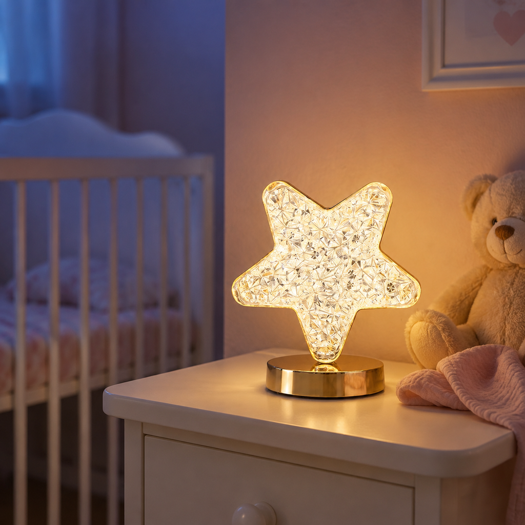 Veilleuse Étoile lumineuse près du lit de bébé
